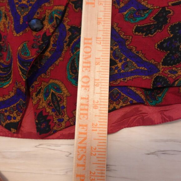 Richard Warren Women 14 Jacket Top Wool Neck Tie Shoulder Pad Paisley Red VTG - Picture 9 of 9